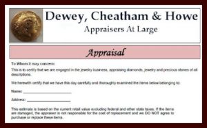 Montrose Gold & Silver Appraisal Card